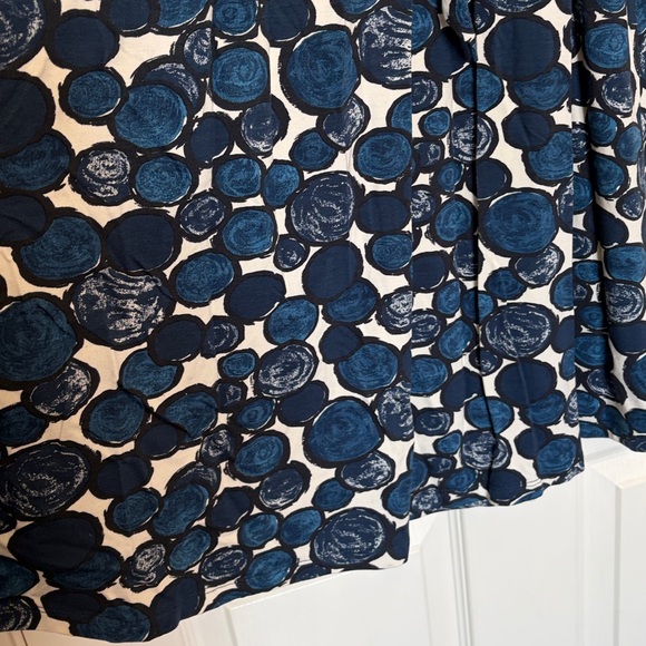 Boden Navy and White circle jersey knit 3/4 Sleeve Dress sz 12 14 euro 16 - Picture 3 of 11